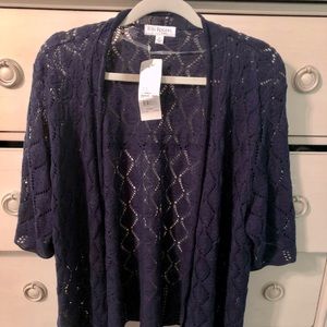 Belk Kim Rogers Curvy 3X navy blue short sleeve sweater. NWT.